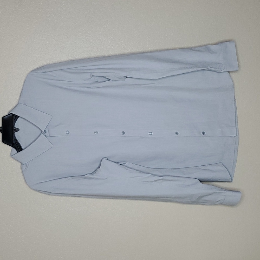 Lululemon Mens Long Sleeve Button Front Shirt Light Gray Large